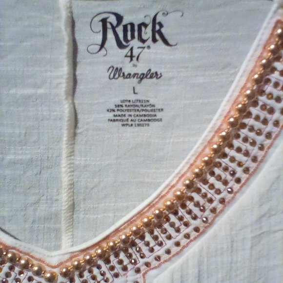 Wrangler tunic top. Cream beaded. Size Large - Picture 2 of 3